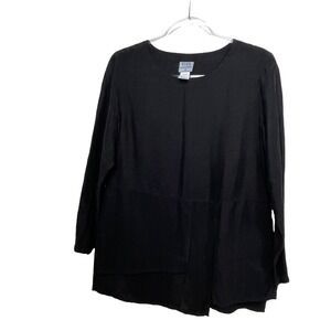 Click by Color‎ Me Cotton Rayon Black Size S Lagenlook Resort Artsy Blouse Layer
